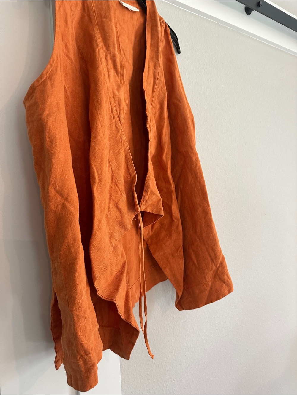 bryn Walker Orange Linen Draped Vest